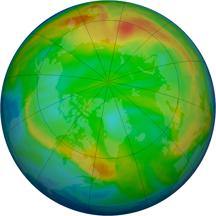 Arctic ozone map for 28 December 1996
